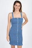 Denim Wash Smocked Mini Dress