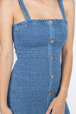 Denim Wash Smocked Mini Dress