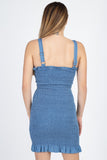Denim Wash Smocked Mini Dress