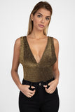 Glitter Deep V Neck Bodysuit