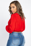 Smocked Hem Wrap Crop Top