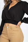 Smocked Hem Wrap Crop Top