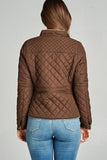 Quilted Padding Jacket With Suede Piping Details
