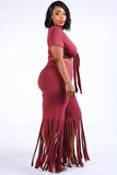 Tie Front Top & Fringe Hem Pants Set