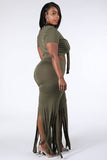 Tie Front Top & Fringe Hem Pants Set