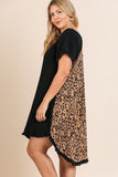 Linen Blend Short Ruffle Sleeve Round Neck Dress