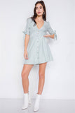 Stripe Casual Office Chic 3/4 Bow Sleeve Mini Dress
