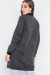 Black Puffer Long Sleeve Bomber Jacket