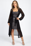 Sheer Mesh Open Front Cardigan
