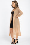 Sheer Mesh Open Front Cardigan