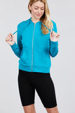 Long Sleeve Zipper French Terry Jacket W/ Kangaroo Pocket