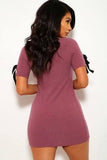 Solid, Wide Rib Knit, Scoop Neckline, Short Sleeves Dress