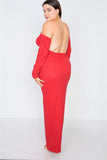 Plus Size Ribbed Black Maxi Dress