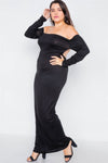 Plus Size Ribbed Black Maxi Dress