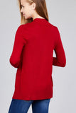 Long Sleeve Rib Banded Open Sweater Cardigan W/pockets