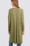 Long Dolman Sleeve Open Front W/pocket Pointelle Rib Long Cardigan