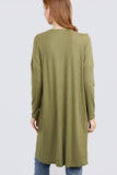 Long Dolman Sleeve Open Front W/pocket Pointelle Rib Long Cardigan