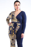 Leopard Paisley Printed Color Blocked Jumpsuit