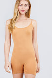Round Neck W/adjustable Strap Cami Seamless Romper
