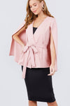 Open Peaked Front W/belt Detail Cape Jacket