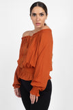 Off Shoulder Embroidered Shirt