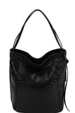 Chillx Fashion Croco Pattern Convertible Bucket Hobo Bag