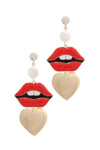 Lips Heart Shape Post Drop Earring