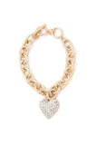 Rhinestone Heart Shape Metal Bracelet