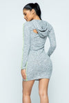 Brushed Hacci Side Piping Detail Hoodie And Tank Top Dress Set
