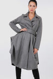 Faux Suede Coat with Waist Belt