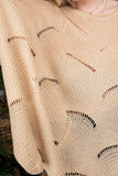 Plus Size Round Neck Long Batwing Sleeve Scalloped Edge Sweater