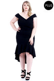 Techno Crepe Stretch Off The Shoulder Dress