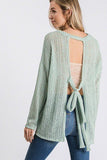 Open Back Detail Long Sleeve Top With Self Tie