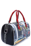 Nicole Lee New York Walk Print Boston Bag With Long Strap