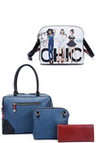 Nikky By Nicole Lee 3in1 Chic Girls Print Satchel Crossbody And Wallet Set