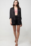 Regular Design Of Open Shiny Satin Blazer